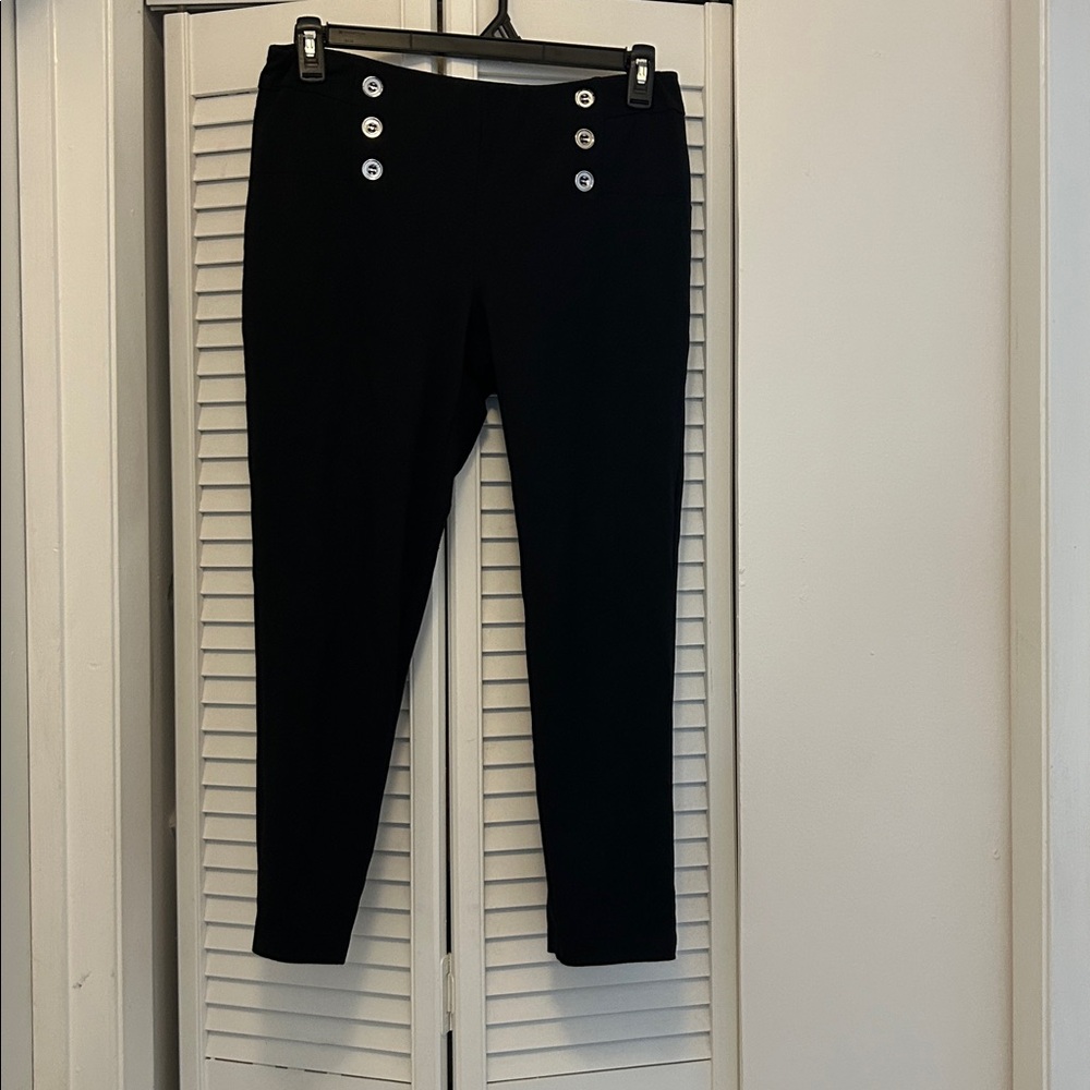 Black Capri Pants with Button Detail